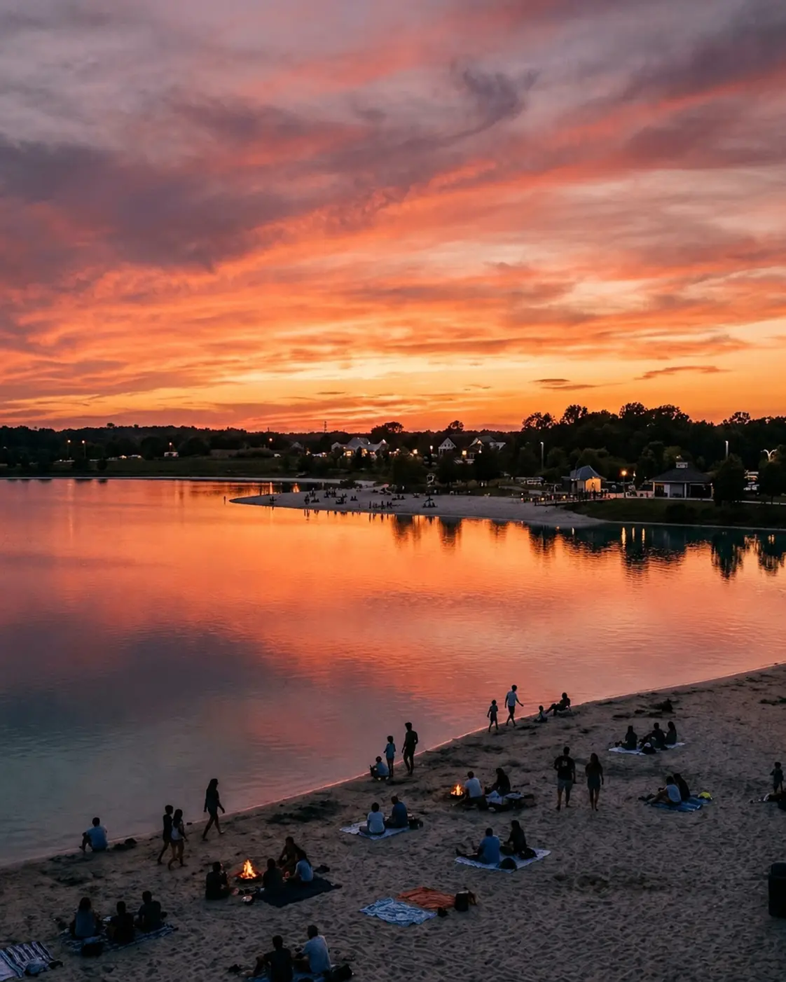 Sunset gathering on the lagoon beach