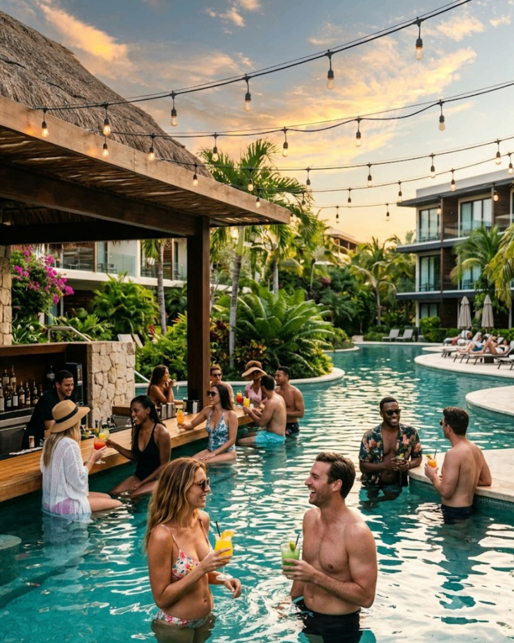 Swim-up bar scene